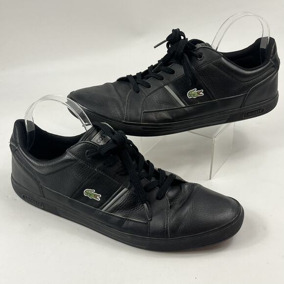 Lacoste Europa Sneakers Mens Size 14 Black Leather Low Top Casual Shoes main image 8